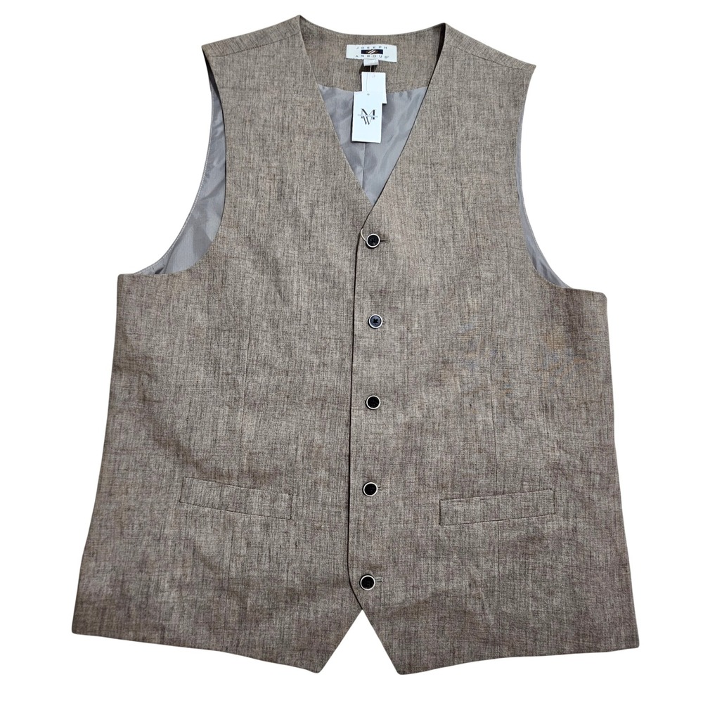 Joseph Abboud NWT Waistcoat Men XLT Italian Textured Fabric Vest 100% Linen